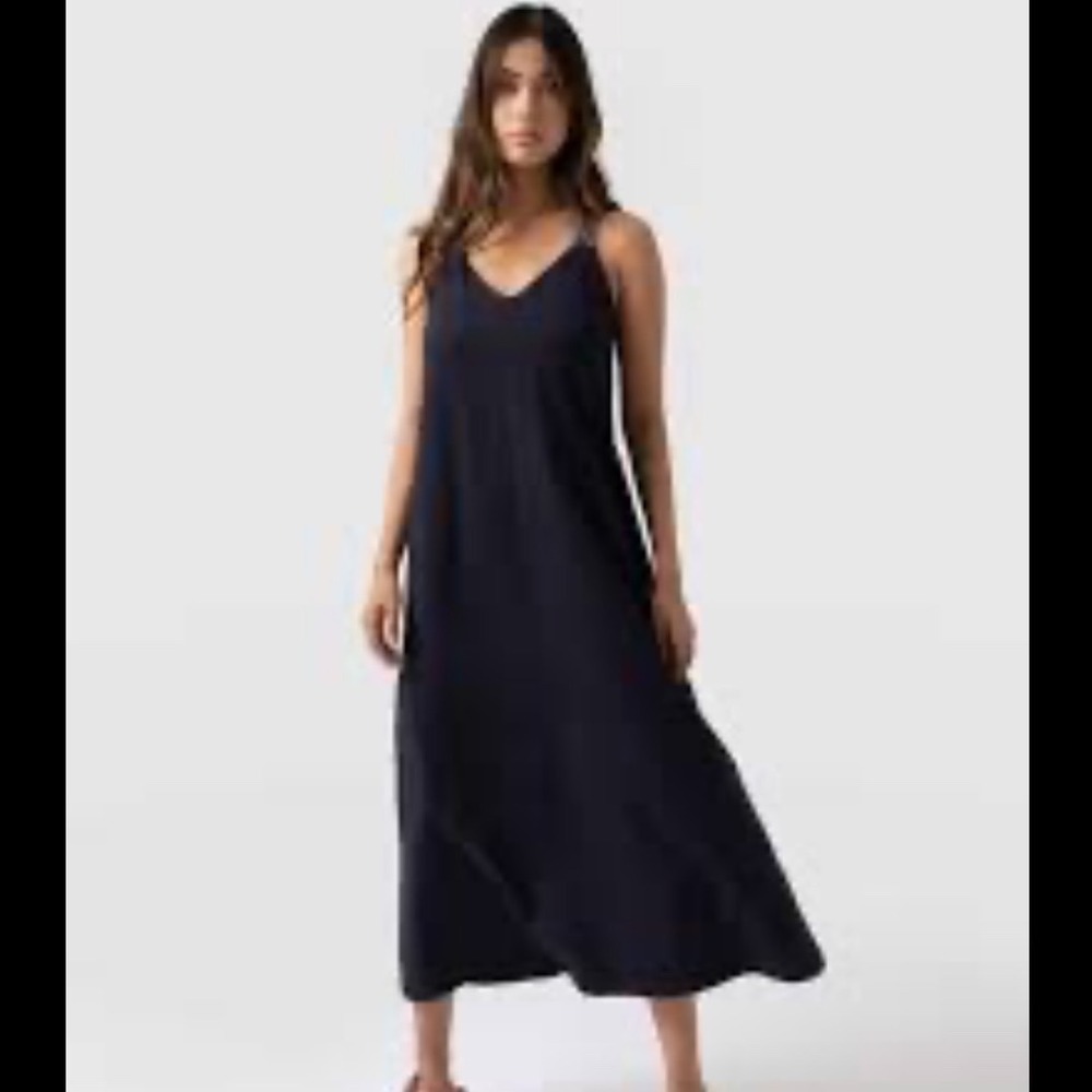 Saint & Sofia Sunset Dress Stretch Maxi Sparkle Straps Navy Blue Size 8